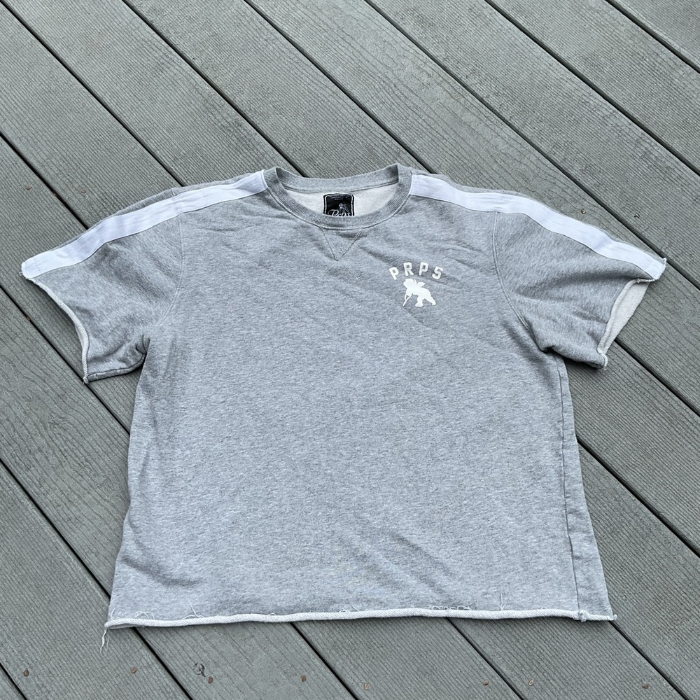 PRPS Heather Gray Short Sleeve Sweatshirt XL NWOT